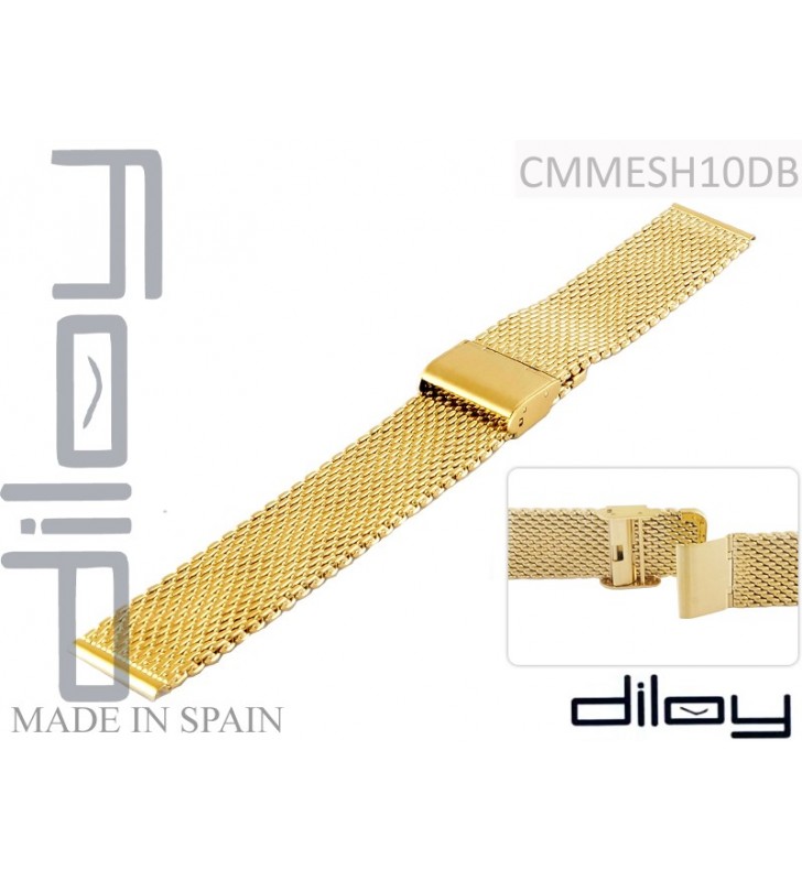 Bransoleta stalowa do zegarka 18 - 24 mm Diloy CMMESH10DB złota