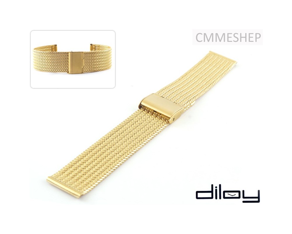 Bransoleta stalowa do zegarka 18 - 24 mm Diloy CMMESHEP złota