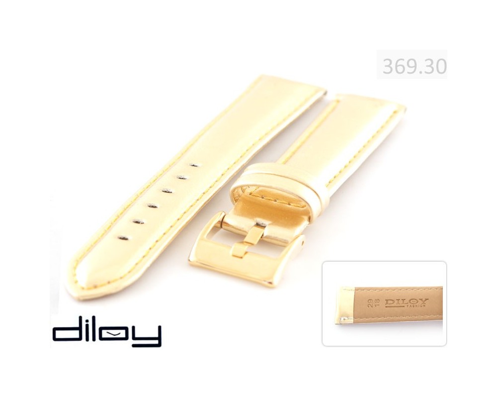 Złoty skórzany pasek do zegarka 18-30 Mm Diloy 369.30