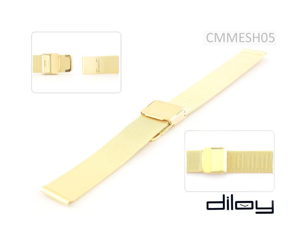 Bransoleta stalowa do zegarka 14-16 mm Diloy CMMESH05DB GOLD D