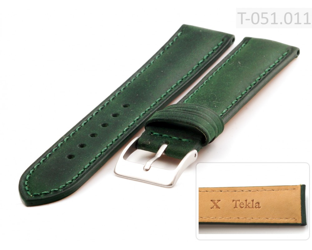 Pasek do zegarka skórzany TEKLA T-051.011 18-22 mm - pasek zielony