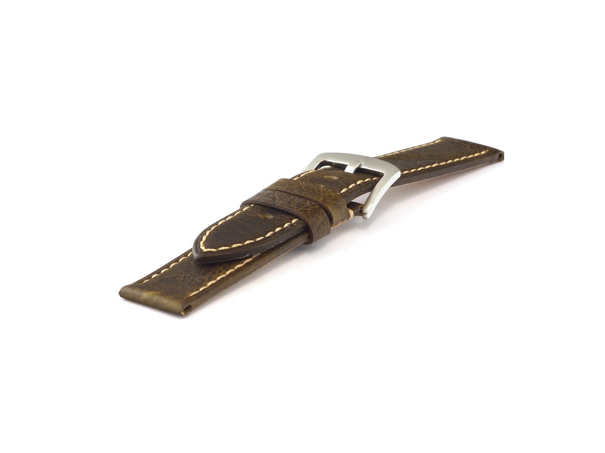 Pasek do zegarka skórzany Tekla T-025.011w2 20-24 mm gruby sportowy pasek zielono brązowy