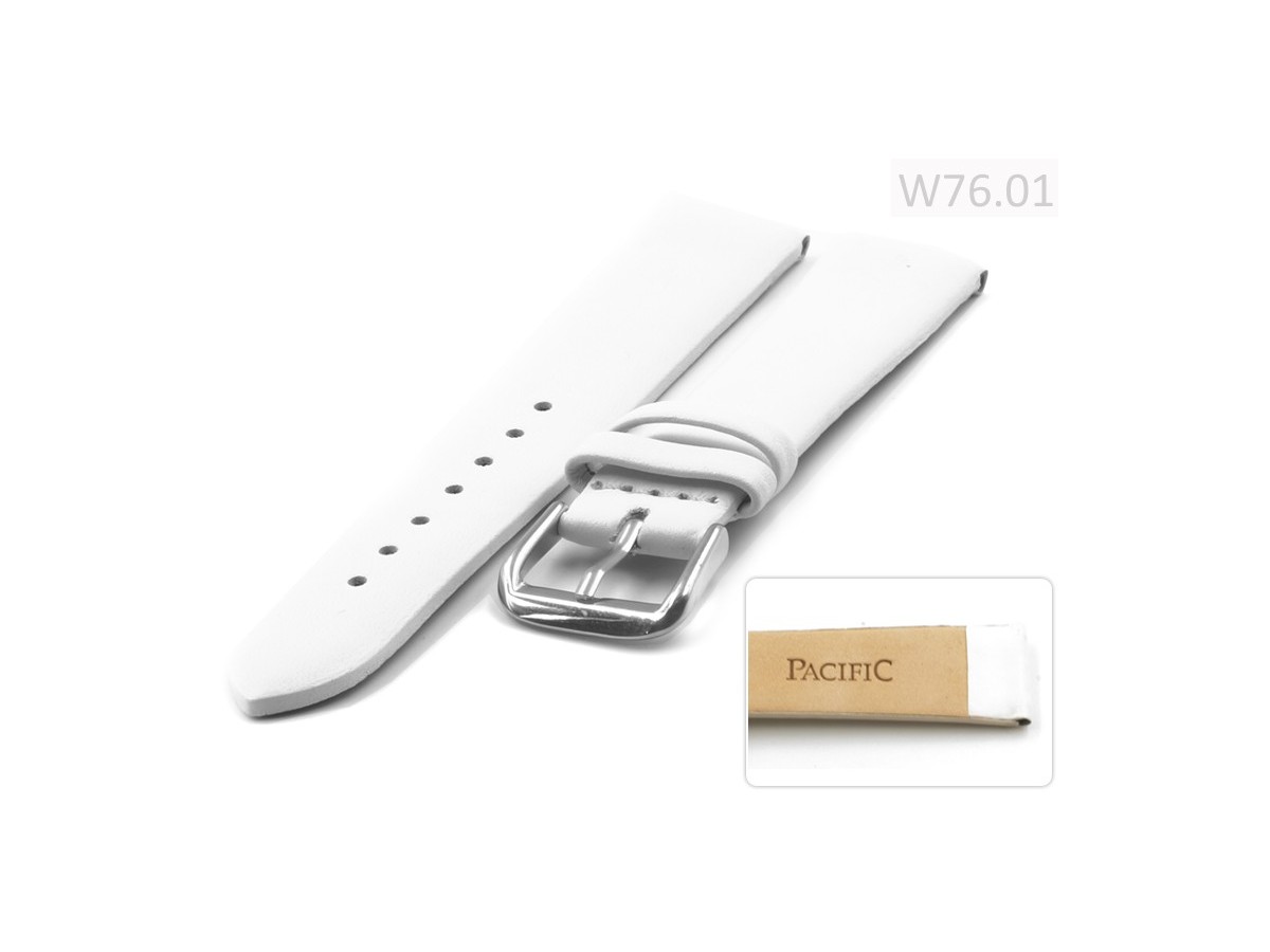 Pasek do zegarka skórzany Pacyfic - matowy biały W76