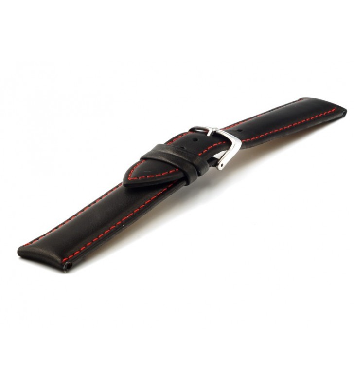 Pasek do zegarka skórzany czarny z czerwonym przeszyciem Pacyfic W70L.01R xl