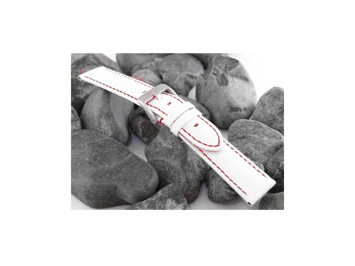 Pasek do zegarka skórzany   20-22 mm  CHERMOND A108.09 biały carbon