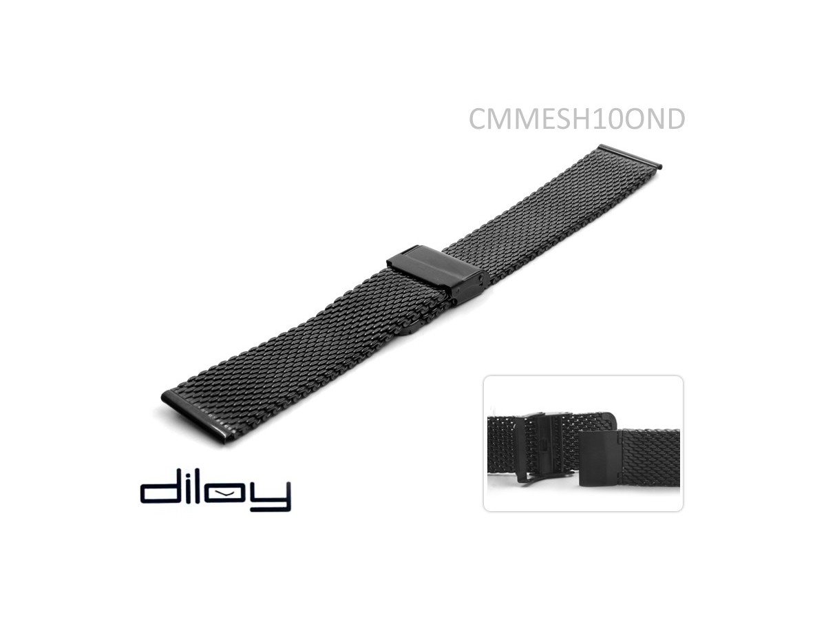 Bransoleta stalowa do zegarka  Diloy CMMESH010D BLACK 18-24 mm