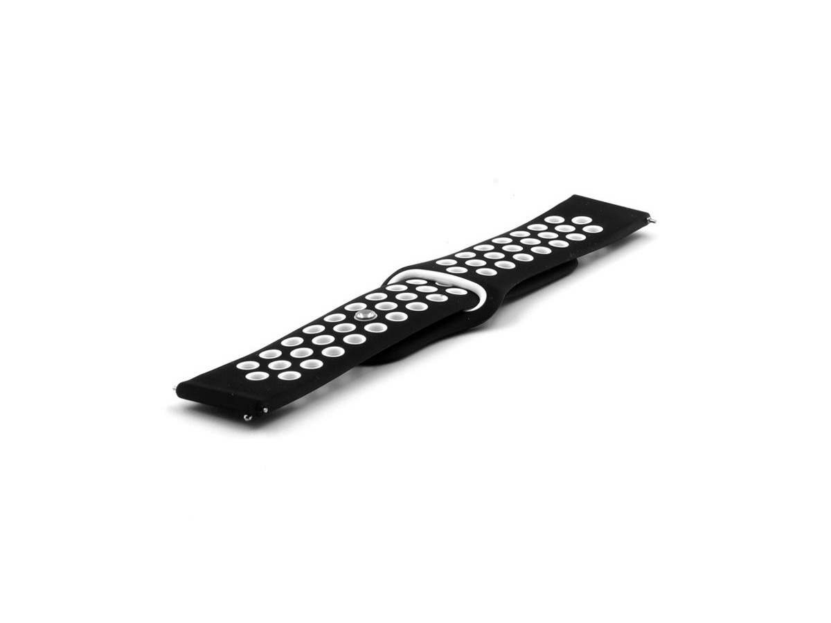 Pasek silikonowy do smartwatcha 18-22 mm czarno biały 