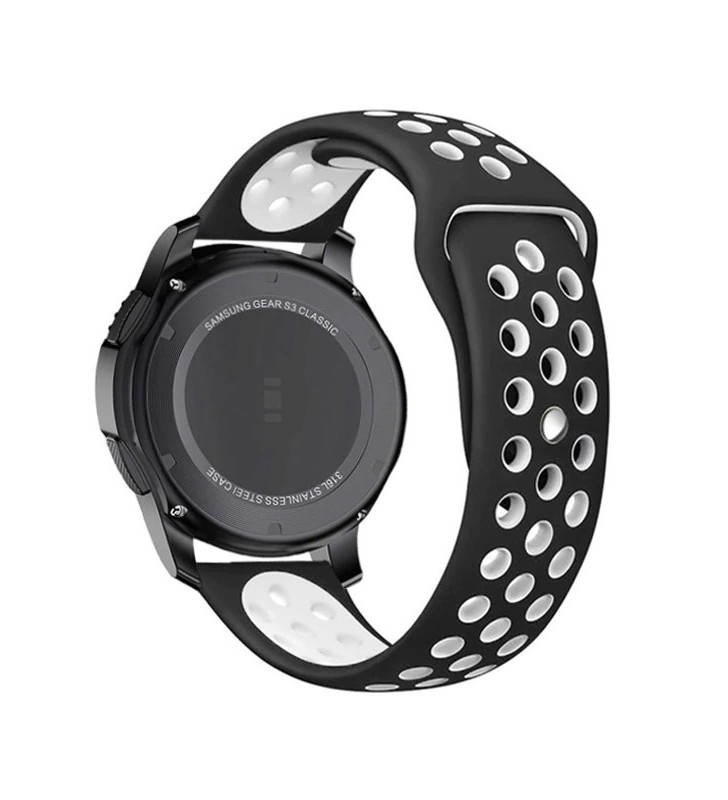 Pasek silikonowy do smartwatcha 18-22 mm czarno biały 