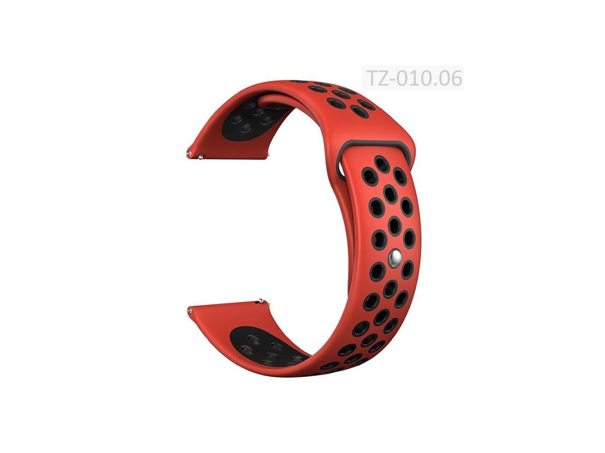 Pasek silikonowy do smartwatcha 18-22 mm czerwono czarny