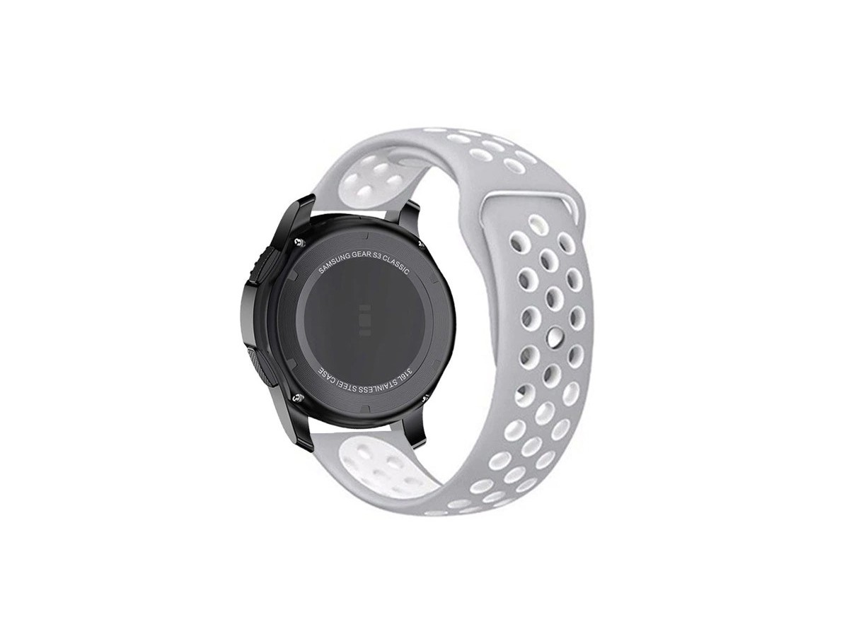 Pasek silikonowy do smartwatcha 18-22 mm szaro biały 