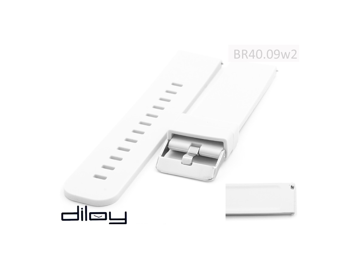 Pasek do zegarka kauczukowo gumowy Diloy SBR40.09 18 - 24 mm biały
