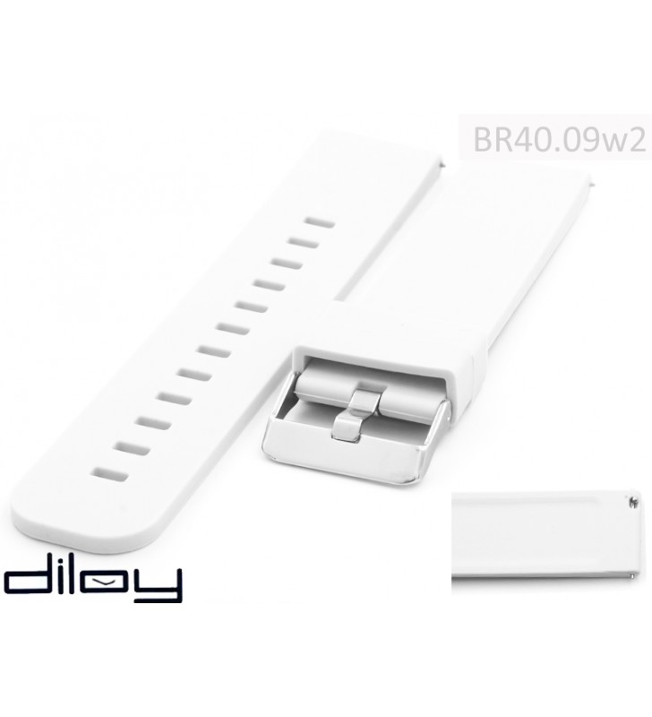 Pasek do zegarka kauczukowo gumowy Diloy SBR40.09 18 - 24 mm biały