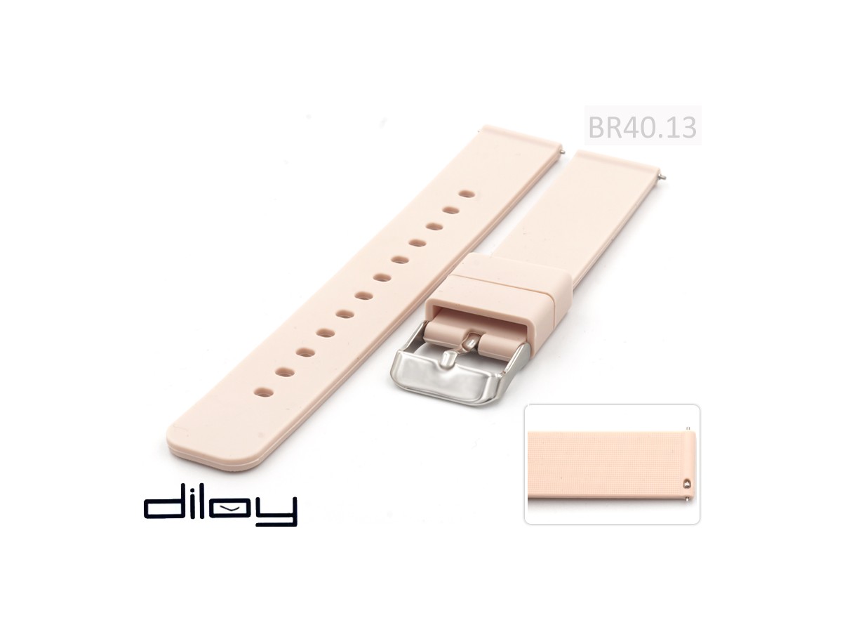 Pasek do zegarka kauczukowo gumowy Diloy SBR40.13 18 - 24 mm różowy