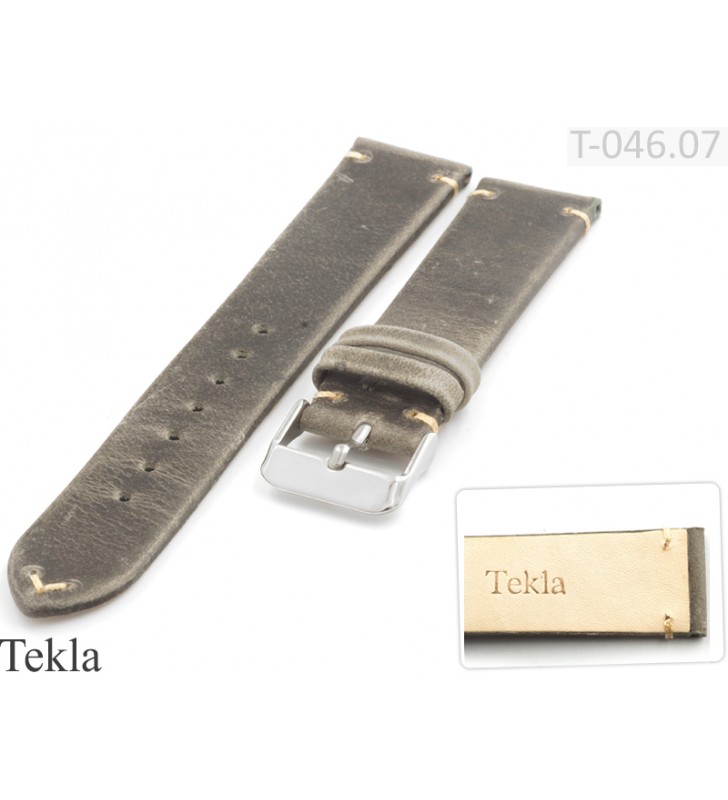 Pasek do zegarka skórzany TEKLA T-046.07 18-22 mm szary